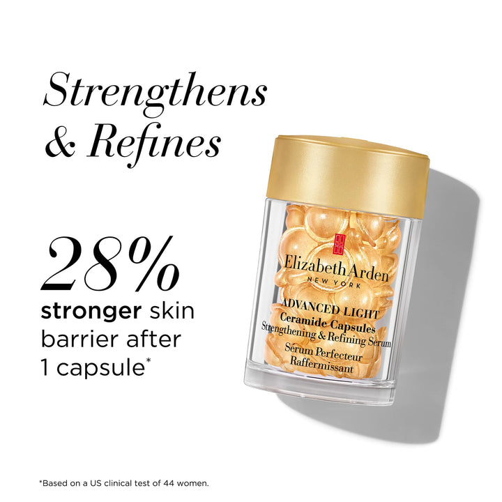 Strengthens and refines. 28% stronger skin barrier after 1 capsule* *Based on a US clinical test of 44 women. 