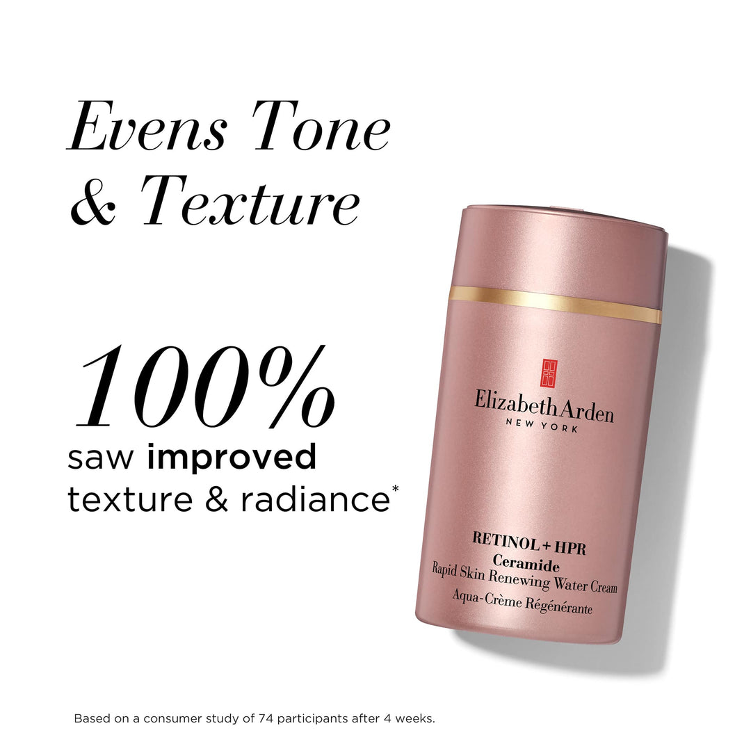 Evens tone and texture. 100% saw improved texture and radiance* *Based on a consumer study of 74 participants after 4 weeks.