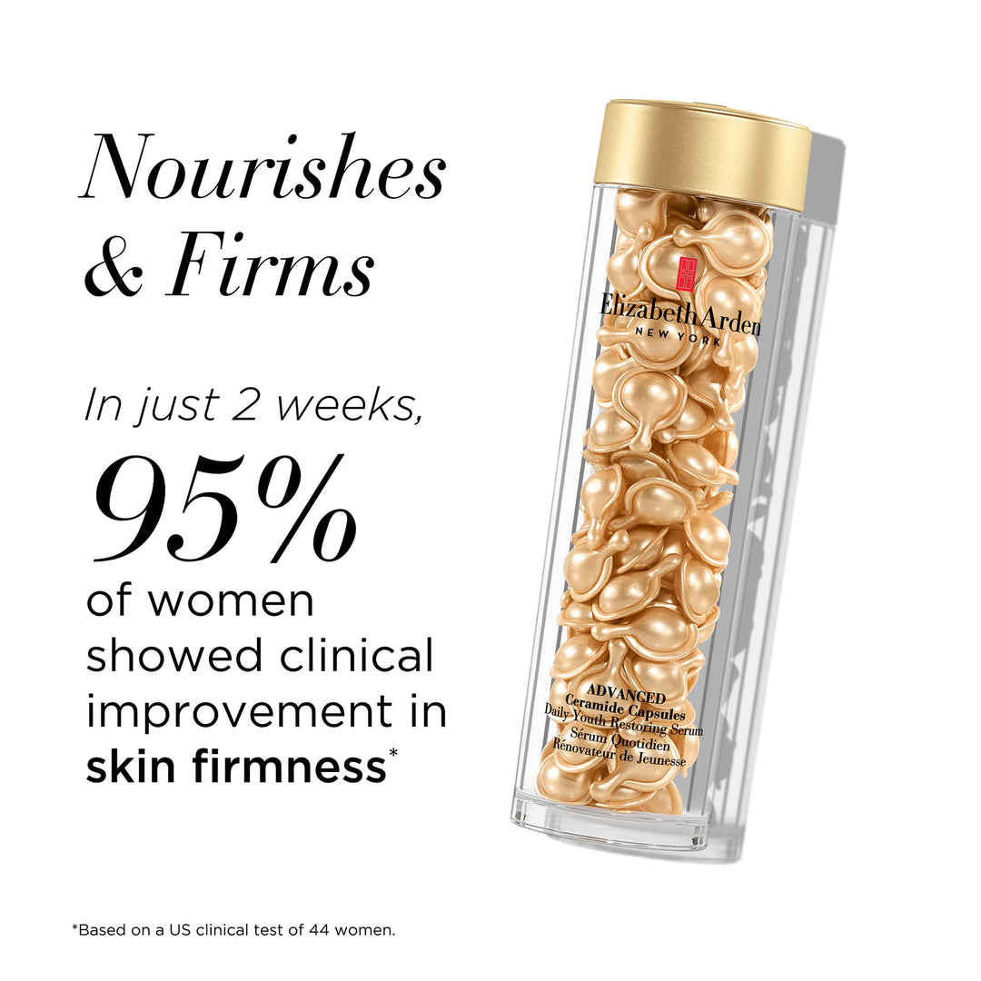 Nourishes and firms. In just 2 weeks, 95% of women showed clinical improvement in skin firmness* *Based on a US clinical test of 44 women.