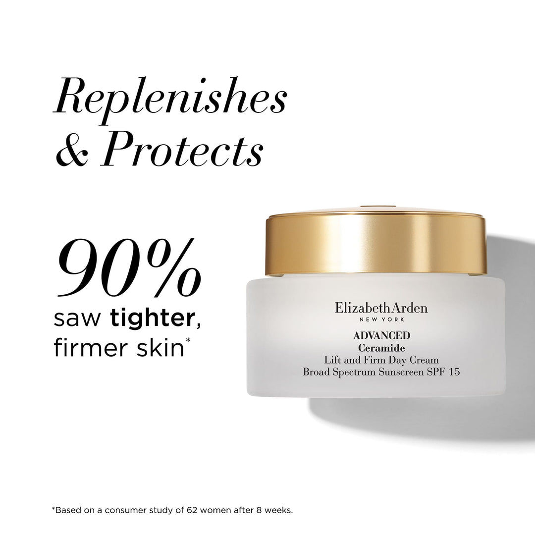 Replenishes and protects. 90% saw tighter, firmer skin* *Based on a consumer study of 62 women after 8 weeks.