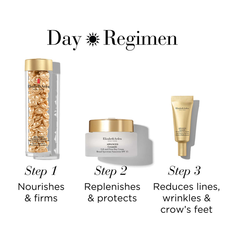 Day Regimen. 1- Nourishes and firms. 2-Replenishes and protects. 3- Reduces lines, wrinkles and crow's feet.