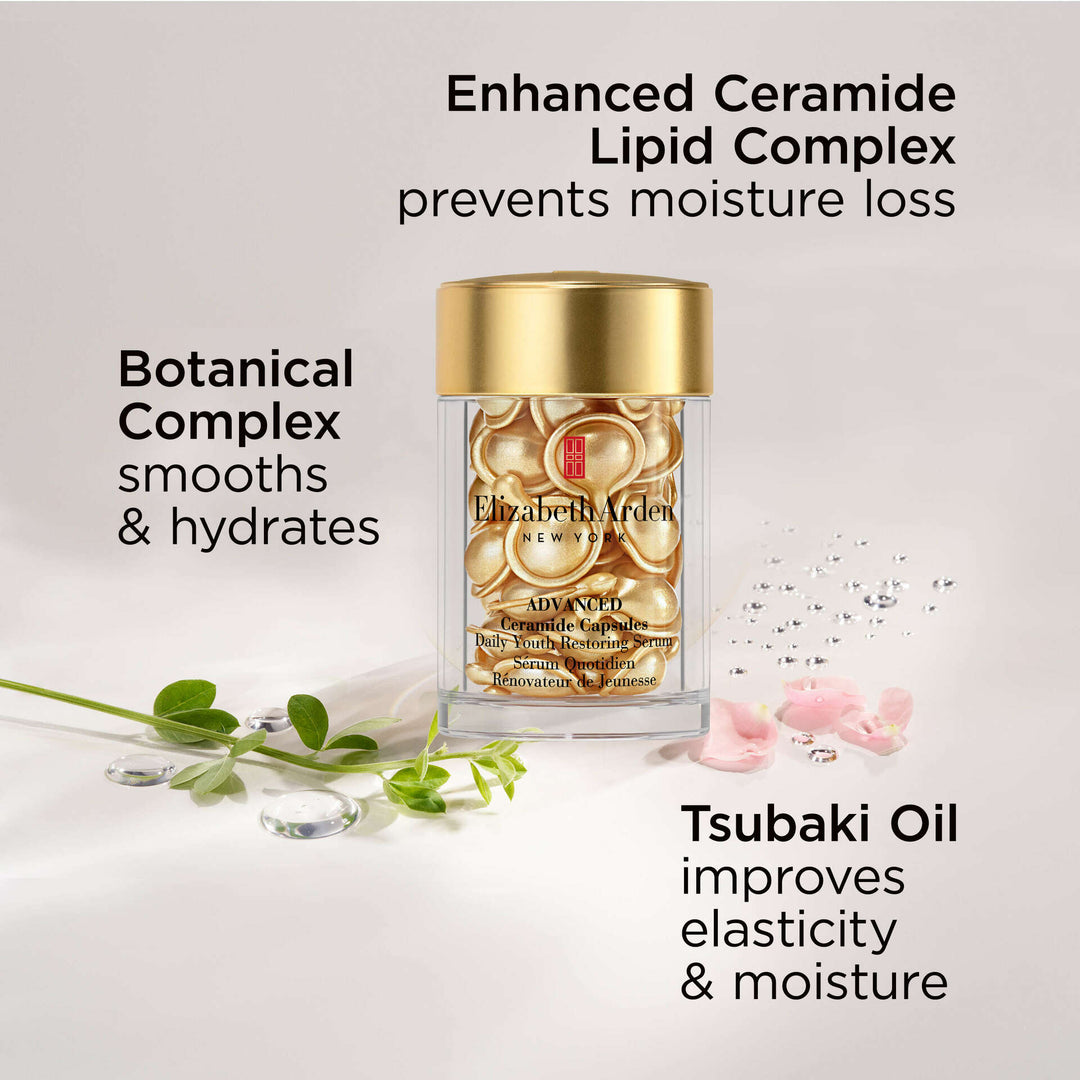 Ingredients. Enhanced Ceramide Lipid Complex prevents moisture loss. Botanical Complex smooths and hydrates. Tsubaki Oil improves elasticity and moisture.